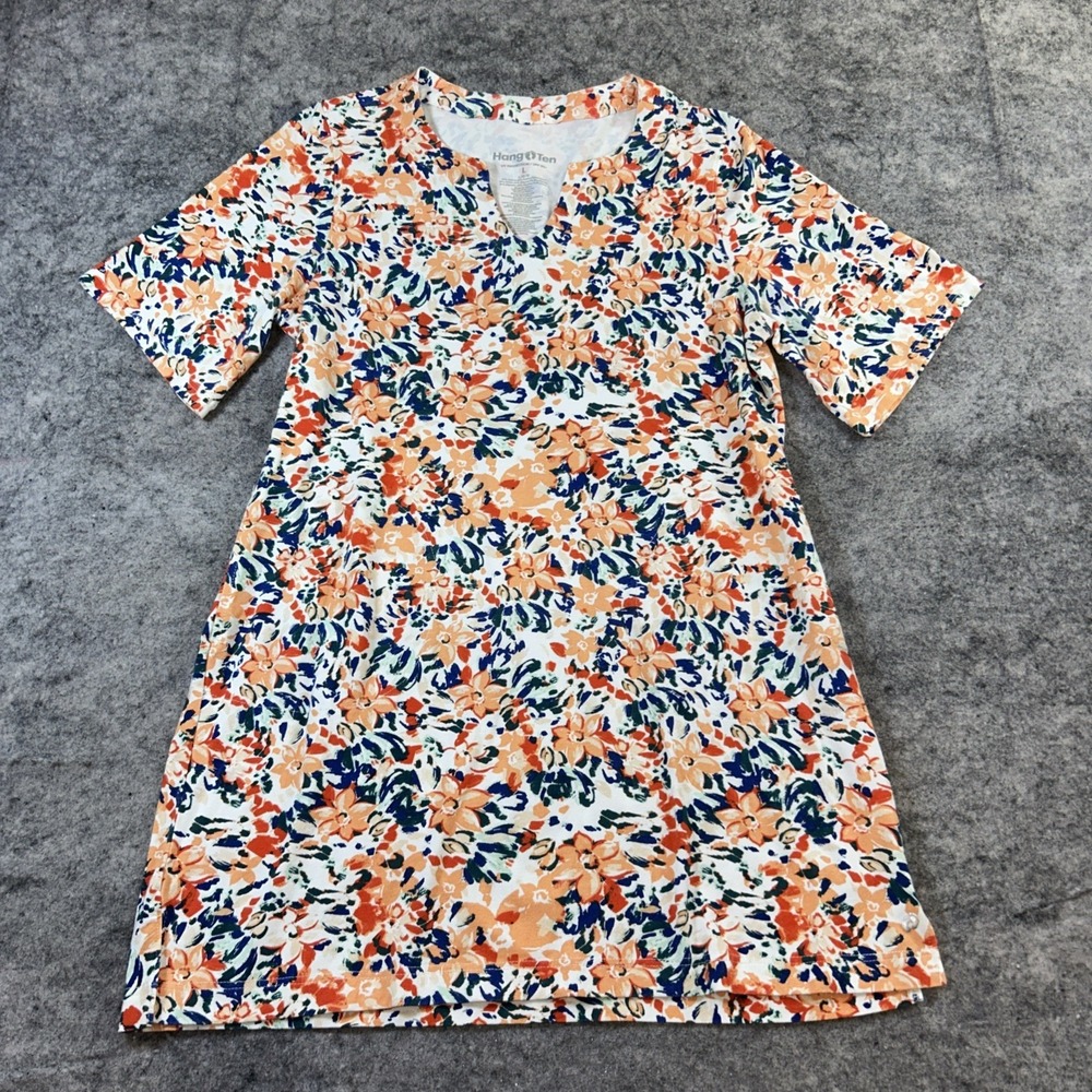 Hang Ten UPF 50 Dress Women's Large Floral 3/4 Sleeve Pullover Beach Resortwear